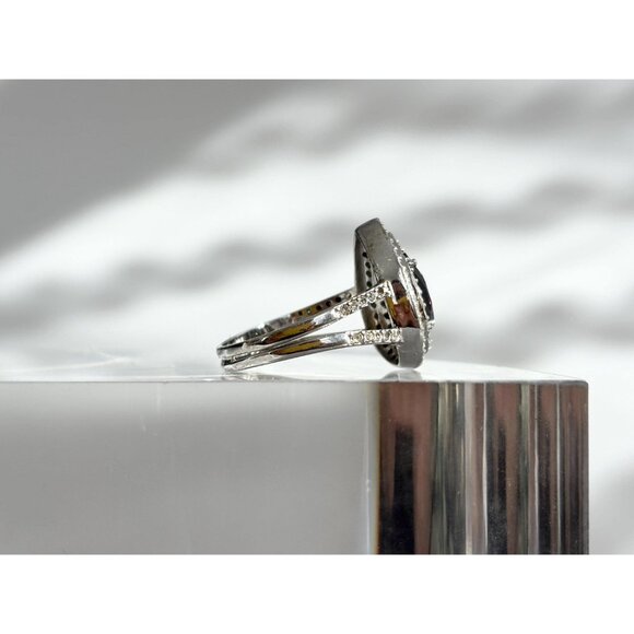 Amethyst Teardrop Semi-Precious Gemstone 925 Sterling Silver Vintage Ring - sz 8 - Picture 3 of 14